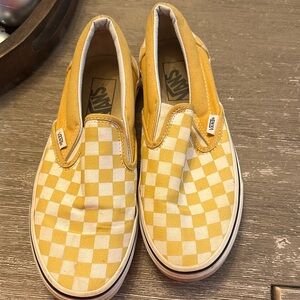 Vans Mustard Checkered Slip-On Sneakers